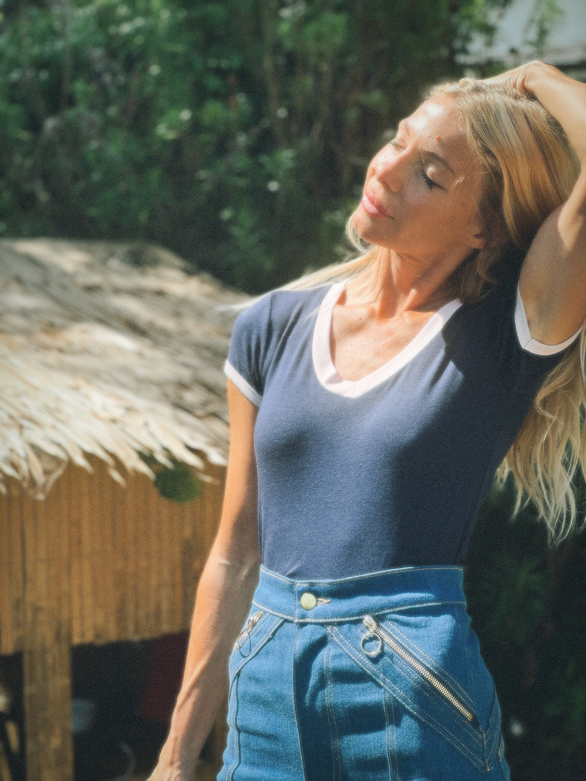 Malibu tee in navy/blush
