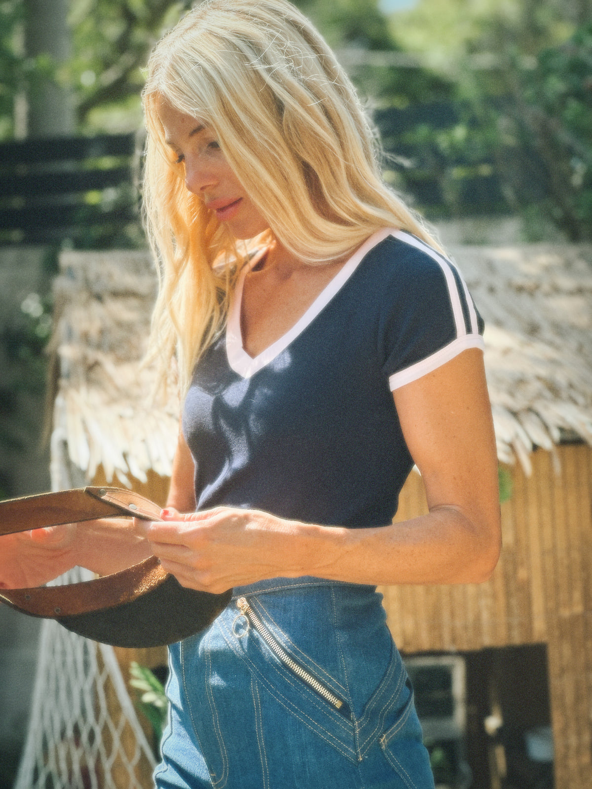 Malibu tee in navy/blush